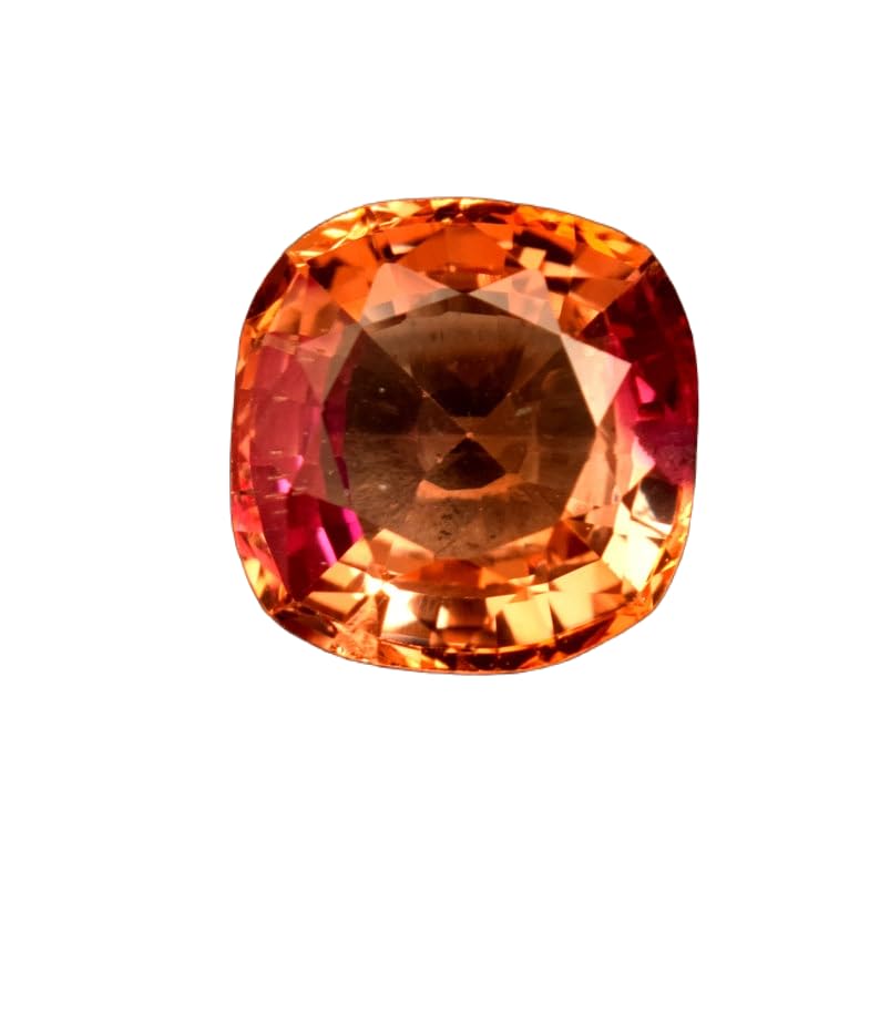 Saphir Padparadscha en coussin facetté 12x12x6mm pour fabrication bague et collier