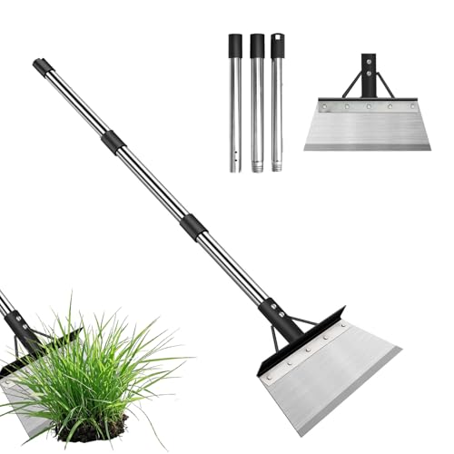 Multifunctional Garden Shovel, Outdoor Cleaning Shovel, Multi Functional Garden Tools, Moss Scraper, INCLUDED HANDLE, Stainless Steel, Patio Weed Remover Tool (25cm- with Poles)