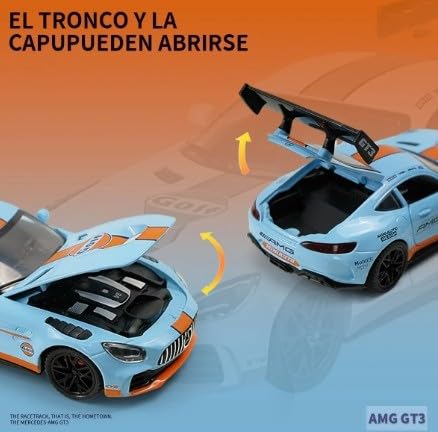 Image of Happy Hues Die-Cast Metal Toy Car 1:32 Scale - Premium Racing Model with Opening Doors & Durable Alloy Body, Best Collectible Gift for Kids (Blue)
