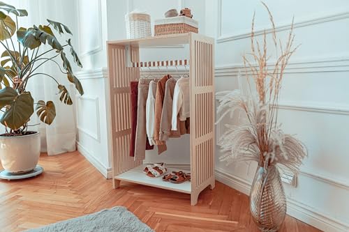 Armario Montessori infantil HINGI mueble de madera con barra y baldas 4