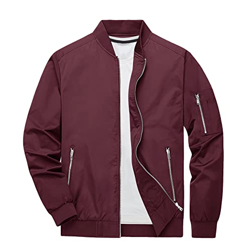 Image of TACVASEN Men's Lightweight Jacket Casual Spring Fall Windbreaker Bomber Zip Up Coat with Pocket