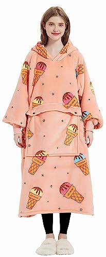 Image of KFUBUO Wearable Blanket Hoodie for Adults Sherpa All Patterns Oversized Sweatshirt Blanket with Pocket