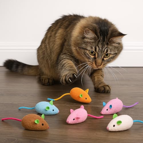 RvPaws Mouse Toy - 6 Pieces Cats Mouse Plush Cat Toys Realistic Cute Kitten Mice Filled Polyfill Rat for Cat