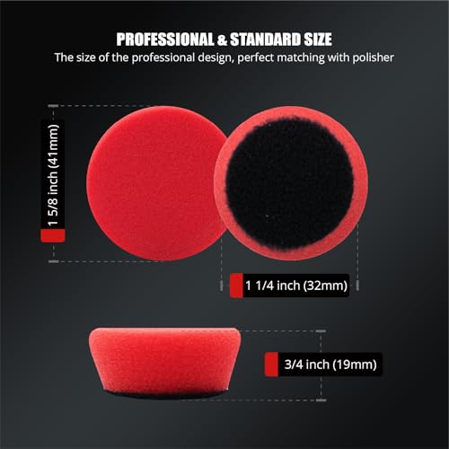 Image of SPTA Red T10 Mini Ultra-Fine Finishing Foam Polishing Pads, 5Pcs 1.3inch /32mm Sponge Polishing Buffing Pads, Car Foam Detail Polishing Pad Kit for Car Detail Polishing, Small Area Polishing -FPTSS1R