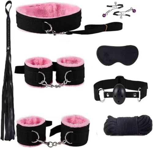 10 BDSM Bondage Restraints Kit for Couples Leather Red