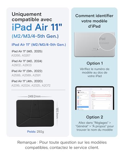 Coque iPad Air 11 étui magnétique premium MOFT Noir Intense