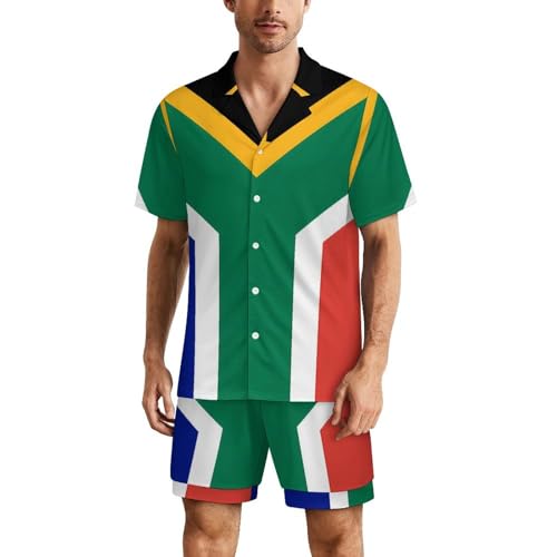 Pakistan Pakistani Flag Men's 2 Piece Short Sleeved Pajama Set Button Down Shirt And Shorts