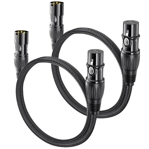 Ltemziiy Cavo XLR 1M 2 Pack, cavo microfono XLR professionale maschio a femmina, cavo microfono schermato con rivestimento in nylon intrecciato per mixer e sistemi di altoparlanti