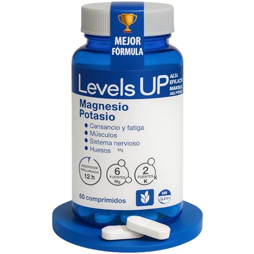 LevelUps magnesio y potasio capsulas | Fórmula Avanzada con 6 Sales de Magnesio y 2 de Potasio | Alta Absorción y Liberación 24h | Reduce Cansancio, Calambres y Apoya Sistema Nervioso