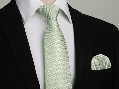 Image of HISDERN Mens Ties Solid Color Tie and Pocket Square Set Classic Woven Formal Neckties & Handkerchief Wedding Party
