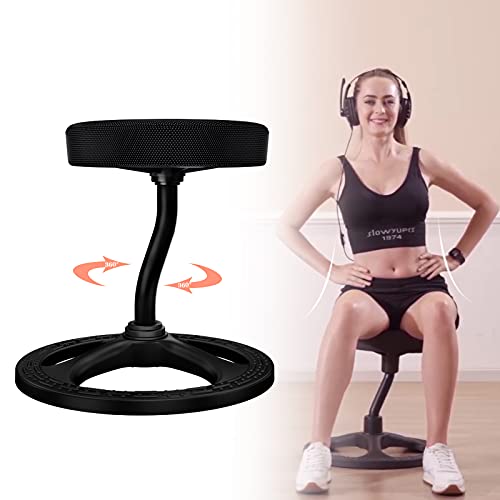 Image of FUQARHY Exercise Fitness Chair, Balance Fitness Stool, 360 Rotating Roller Active Seating for Home Office, Fitness Sport, Garage, Black