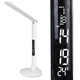 Led Schreibtischlampe mit Uhrzeit, BESTEK Tischleuchte dimmbar mit USB-Ladeanschluss | faltbare...