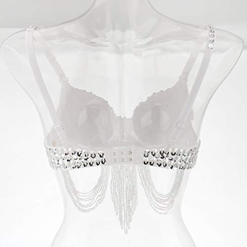 Sutiã vintage para dança do ventre com lantejoulas e contas para o clube vestido chique de Halloween