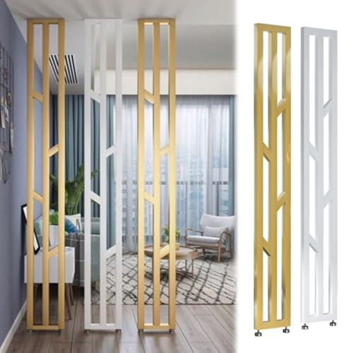 Mampara Divisoria De Listones, 2 Unidades, Separadores De Ambientes, Postes/Mamparas De Privacidad, Separadores De Ambientes Metálicos Independientes De 2, 3, 4, 5, 6,,Gold+white-H-120cm/47.2in/3.9ft