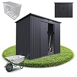 Juskys abri métallique M – Gris foncé, résistant aux intempéries avec Cadre de Fondation, ...