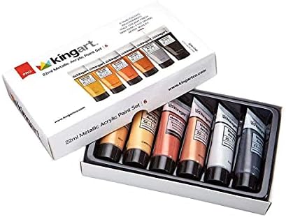 KINGART 502-6 22 mL Metallic Acrylic Paint (Set of 6), Assorted
