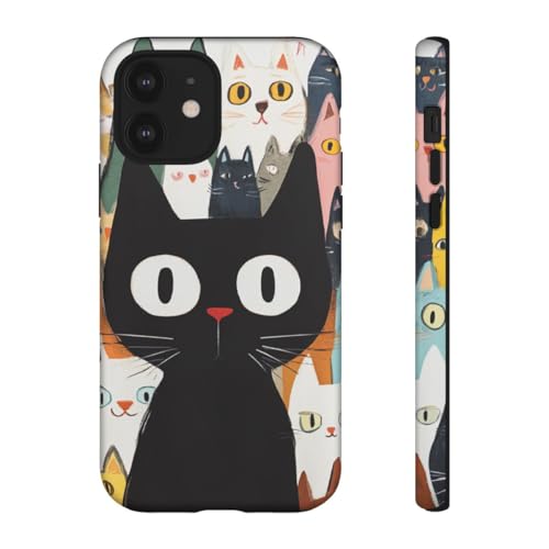 Coque rigide mate grand chat noir : le cadeau idéal pour les fans d'iPhone 12