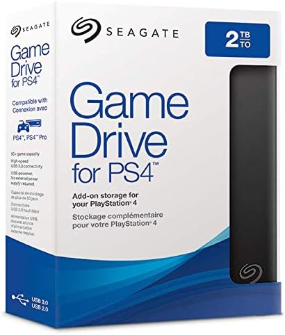 Seagate 2 TB Game Drive for PS4, USB 3.0 Portable 2.5 Inch External Hard Drive for PlayStation 4