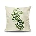 Lieson Fundas de almohada decorativas, 1 funda de cojín de 20 x 20 pulgadas, juego de 50 x 50 cm, diseño de hojas, fundas de almohada, color beige, verde, lino