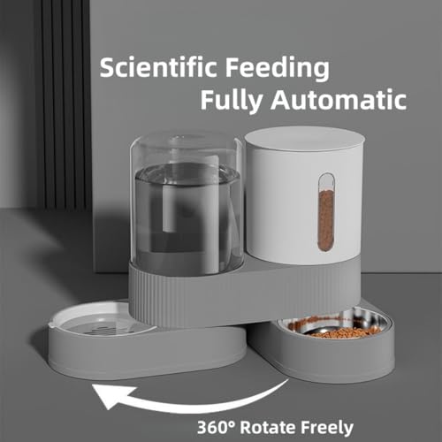 Gravity Cat Feeder and Water Dispenser, 2 in 1 Automatic Cat Feeder with 180 Degree Rotatable, 2 Pack Large Capacity Self Feeding for Small Medium Dog Puppy Kitten, Black, 0.8 Gallon x 2 - Image 3