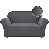 Turquoize Stretch Sofa Slipcover Sofa Cover Furniture Sofa Protector with Elastic Bottom Spandex 1 Piece Couch Covers Anti-Slip Furniture Protector Perfect for Pets,Kids,Children,Dog (Loveseat, Gray)