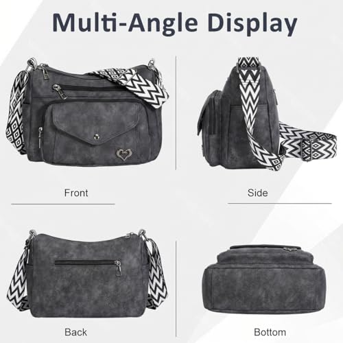 Image of PALAY Crossbody Bag for Women Nylon Shoulder Bags Floral Multi-Pocket Purse Sling Bag for Woman