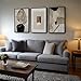 Large Framed Neutral Abstract Wall Art for Living Room, 3 Piece Modern Canvas Prints Paintings Artwork for Walls, Black and Beige Pictures for Living Room Hallway Stair Office Wall Decor 24x36 Inch