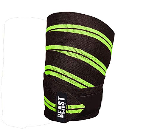 Image of Weight Lifting Knee Wraps Heavy Duty Elastic Compression Support for Squats Gym Power Lifting Olympic Lifting Workout Cross Training and Cross fit - Pack of 1 (Green)