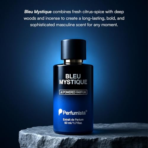 Image of Bleu Mystique Extrait de Parfum for Men | Long-Lasting Fresh & Woody Perfume - 50ML (Pack of 1) | Premium Extrait de Parfum with Citrus, Woods & Musk | Strong Masculine Perfume for Men & Women