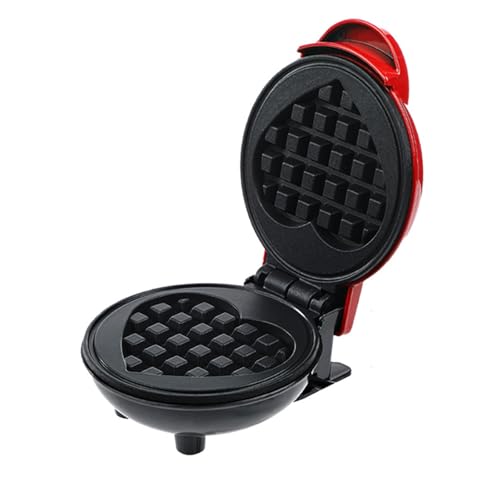 Mini gofrera con forma de corazón, ideal para niños, familias y personas solas, con calentamiento rápido y uniforme, fácil de limpiar.
