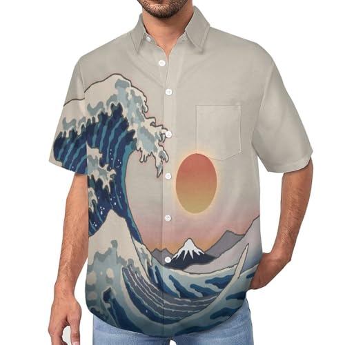 Chemise hawaïenne homme motif Hokusai pour vos journées décontractées à la plage