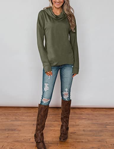 Minthunter Women's Long Sleeve Pullovers Cowl Neck Tunic Shirt Casual Sweatshirt Tops4