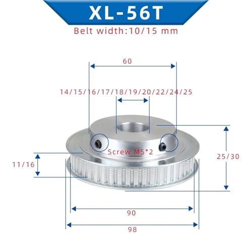 Polea de distribución XL con 58 dientes que optimiza la fuerza de transmisión 3