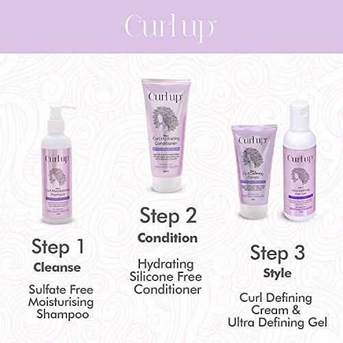 Curl Up Ultra Defining Bundle with Curly Hair Shampoo , Conditioner , Leave in Curl Cream & Hair Gel | For Dry Frizzy ,Wavy & Curly Hair | Sulphate Paraben & Silicone Free- Combo of 4