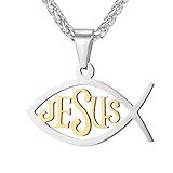 U7 Jesus Fisch Ichthys Fischsymbol Religiöser Anhänger Halskette Edelstahl Heilige Christentum Christusfisch Schmuck