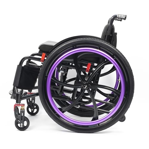 Silla De Ruedas Deportiva Ligera Plegable Todo Terreno,silla De Ruedas De Aleación De Aluminio,sillas De Ruedas Manuales Autopropulsadas,Ruedas de extracción rápida pulsando un botón(Seat width 44cm/1