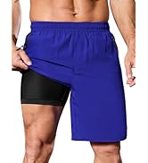 SILKWORLD Running Shorts for Men Quick Dry 9 Inch Basketball Athletic Shorts 2 in 1 Gym Workout S...
