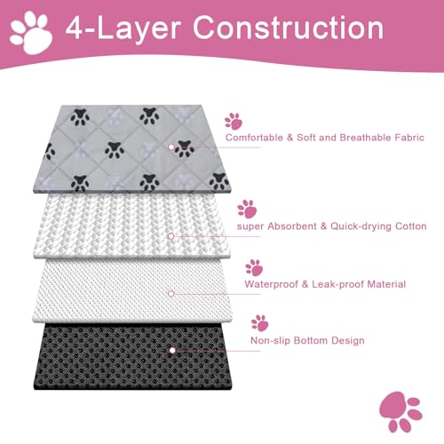 Image of JERIA 2 Pack 36 inchx 41 inch Waterproof Non Slip Wee pad,Reusable Washable Pee Pads for Dogs,Absorbent and Leakproof Training Mats for Potty, Bed, Sofa, Potty Training