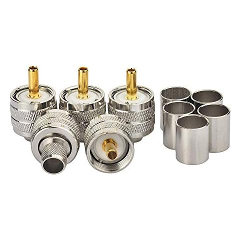 wlaniot PL-259 Connectors Crimp PL 259 UHF Male Plug RF Coaxial Connector for LMR400 RG8 9913 RG214 RG213 Coax Cable 5Pcs Cover