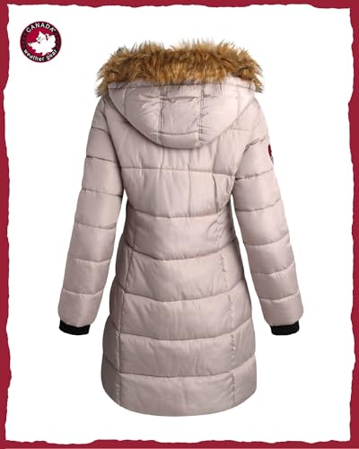 CANADA WEATHER GEAR Womens Long Puffer Coat - Heavyweight Wind Water Resistant Faux Fur Hood Parka Winter Jackets for Women