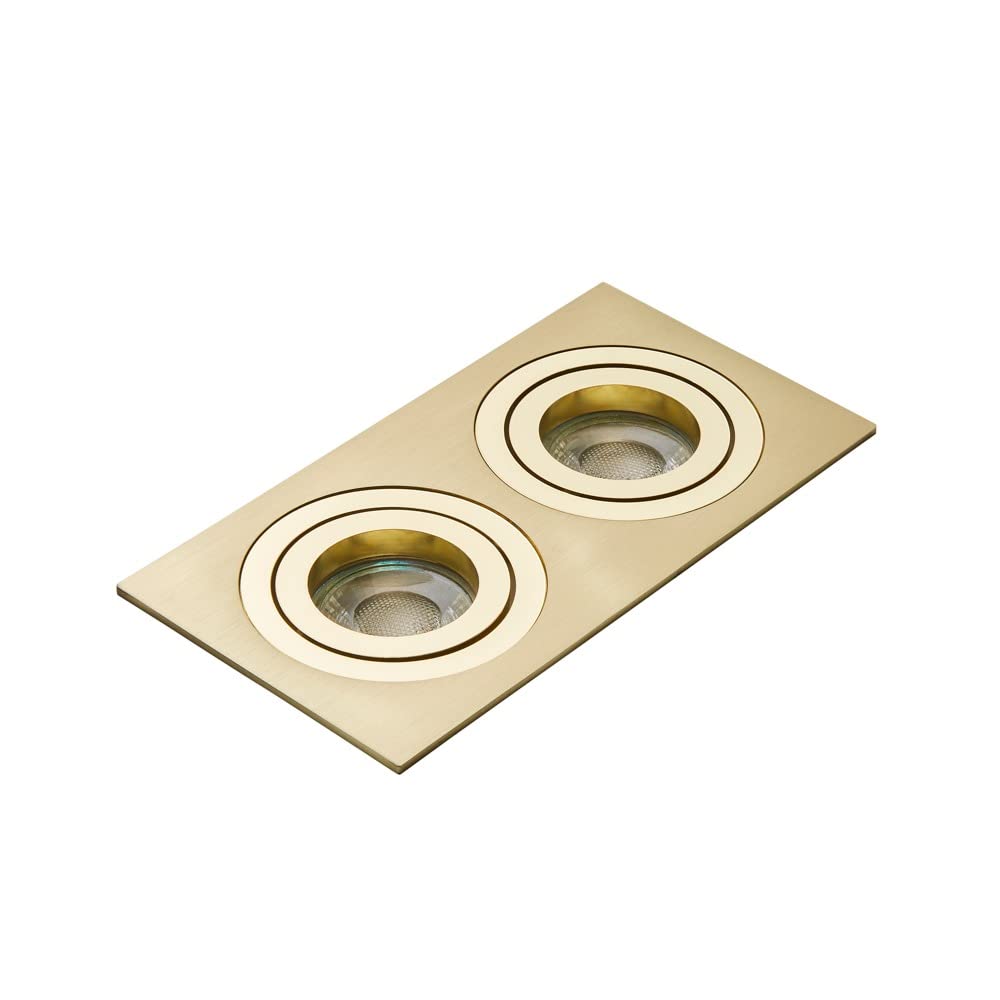 LITECRAFT Evra Recessed Downlight Rectangular Tiltable Spotlight - (2 Light, Brass)