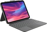 Logitech Combo Touch Detachable Keyboard Case for iPad (10th gen) with Large Precision Trackpad, Full-Size Backlit Keyboard, and Smart Connector Technology - Grey - German Layout