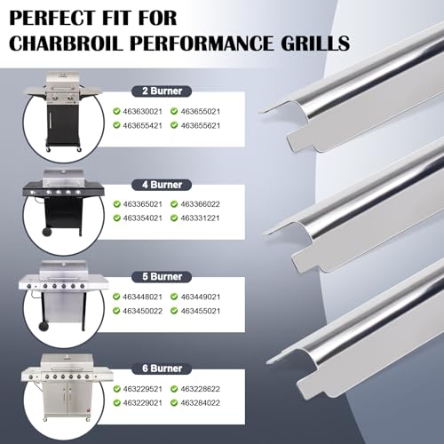 463365021 Grill Parts for Charbroil Performance 4 Burner, G325-0002-W1 Heat Tent G327-2100-W1 Burner G428-5102-W1 Carryover Tube for Char-broil Performance Grill Replacement Parts 463365522, 463351021