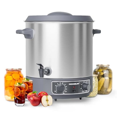 MOOSUM 27 QT Electric Water Bath Canner Dual Rotary Knob Control with Timer & Temp Control Includes Canning Rack & Lid Auto Keep-Warm & Overheat Protection Silver Dual Knobs