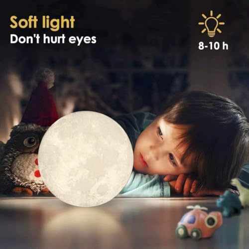 Image of K D 3D Moon Lamp 15CM - 7 Color Rechargeable LED Night Light for Bedroom, Home Decor & Gifts