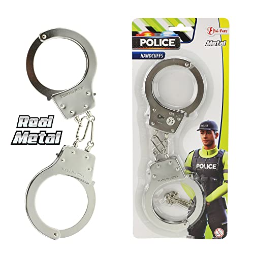 Toi-Toys Kinder Handschellen Police Polizeihandschellen, Spielzeughandschellen aus Metall ca. 28 cm