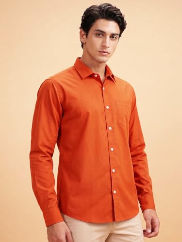 Image of Cozytton Men's Pure Cotton Solid Stylish Casual & Formal Wear Shirt | Stylish Regular Fit Full Sleeve Comfortable Office Party Trendy Shirt - Multi Color