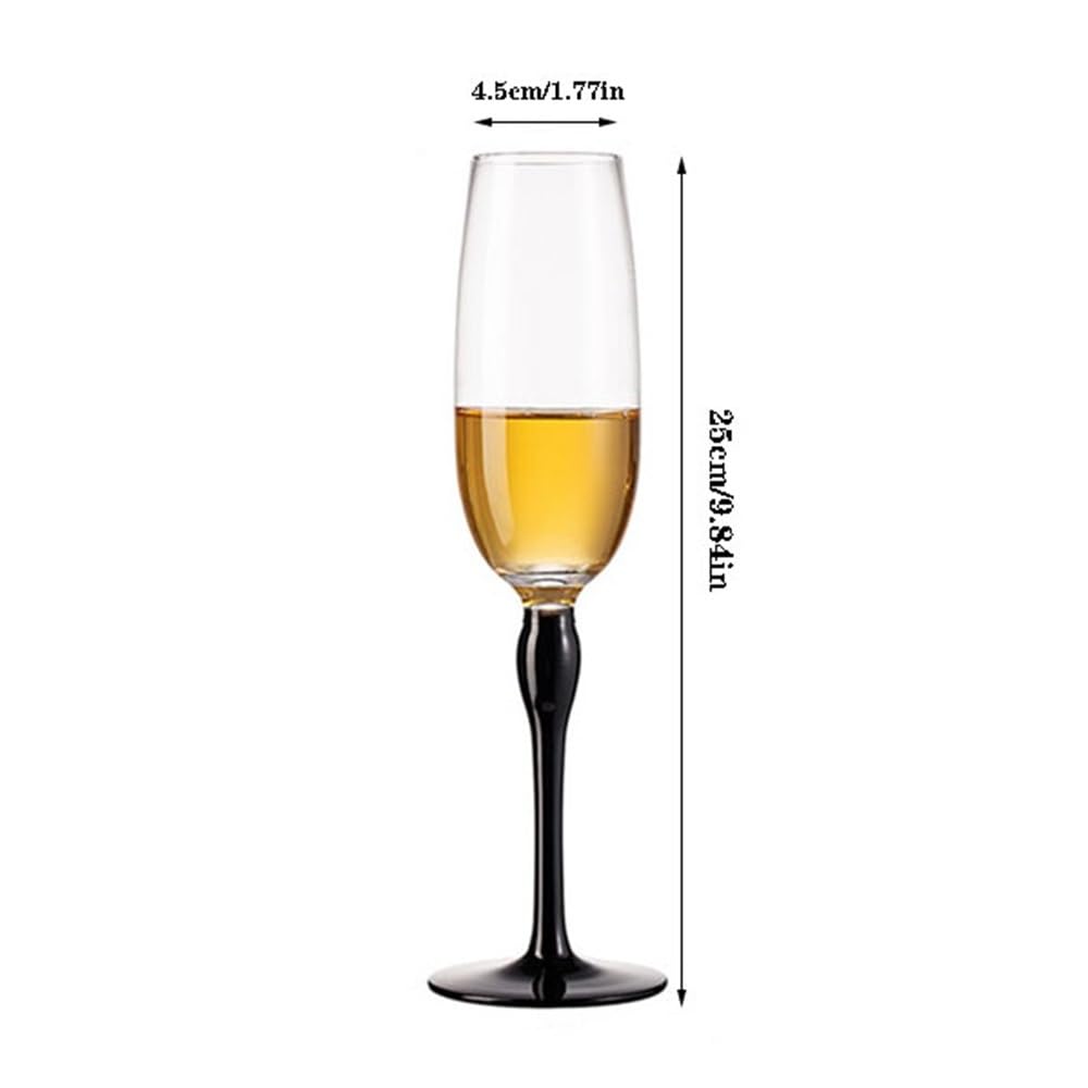 1 flûte à champagne à pied haut multicolore, capacité de 240 ml, peut être utilisée pour les réunions de famille (noir)