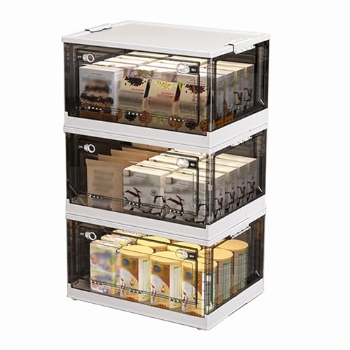 Contenedores de almacenamiento apilables con ruedas y tapas transparentes para dormitorio, sala de estar, oficina, 50 x 35 x 25 cm