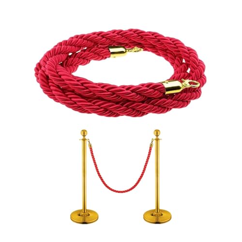 1.5m Corde de barrière rouge,corde de barrière avec crochet,Cordes de File d'attente,Cordes de Barrière, Cordes Cordon Séparation,corde de guidage.Convient...